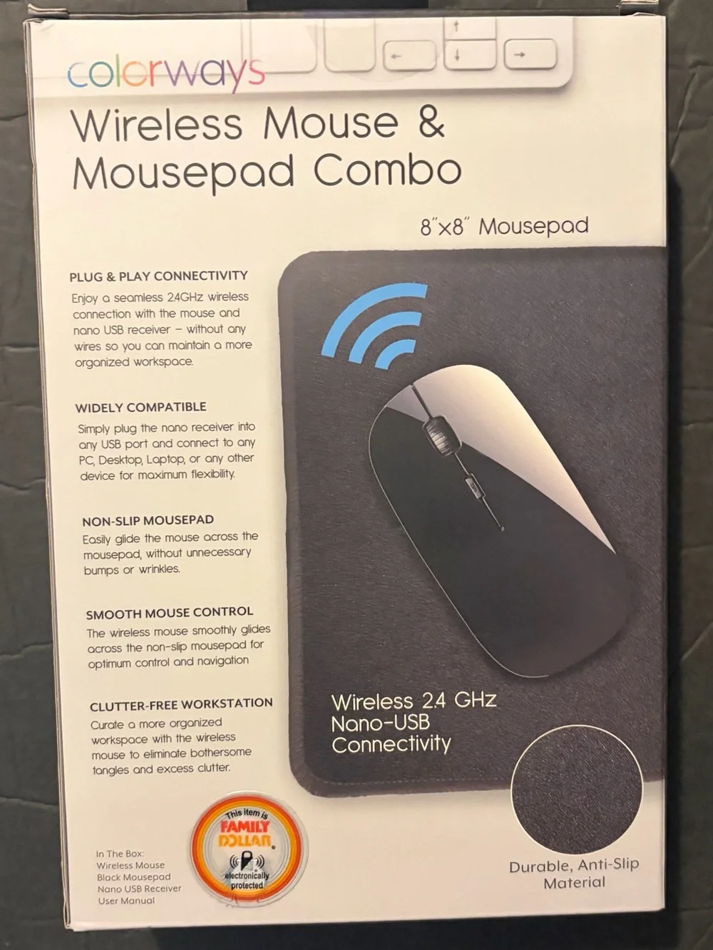 Wireless Black Mouse & Mousepad Combo